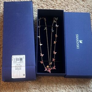 Swarovski Gold Necklace with Multicolor Butterfly Charms